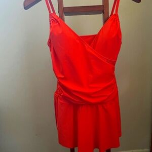 Aqua Green One-Piece Lined Swim Skirt NWOT W/ Attached Flirty Ruffle Skirt-SZ 8